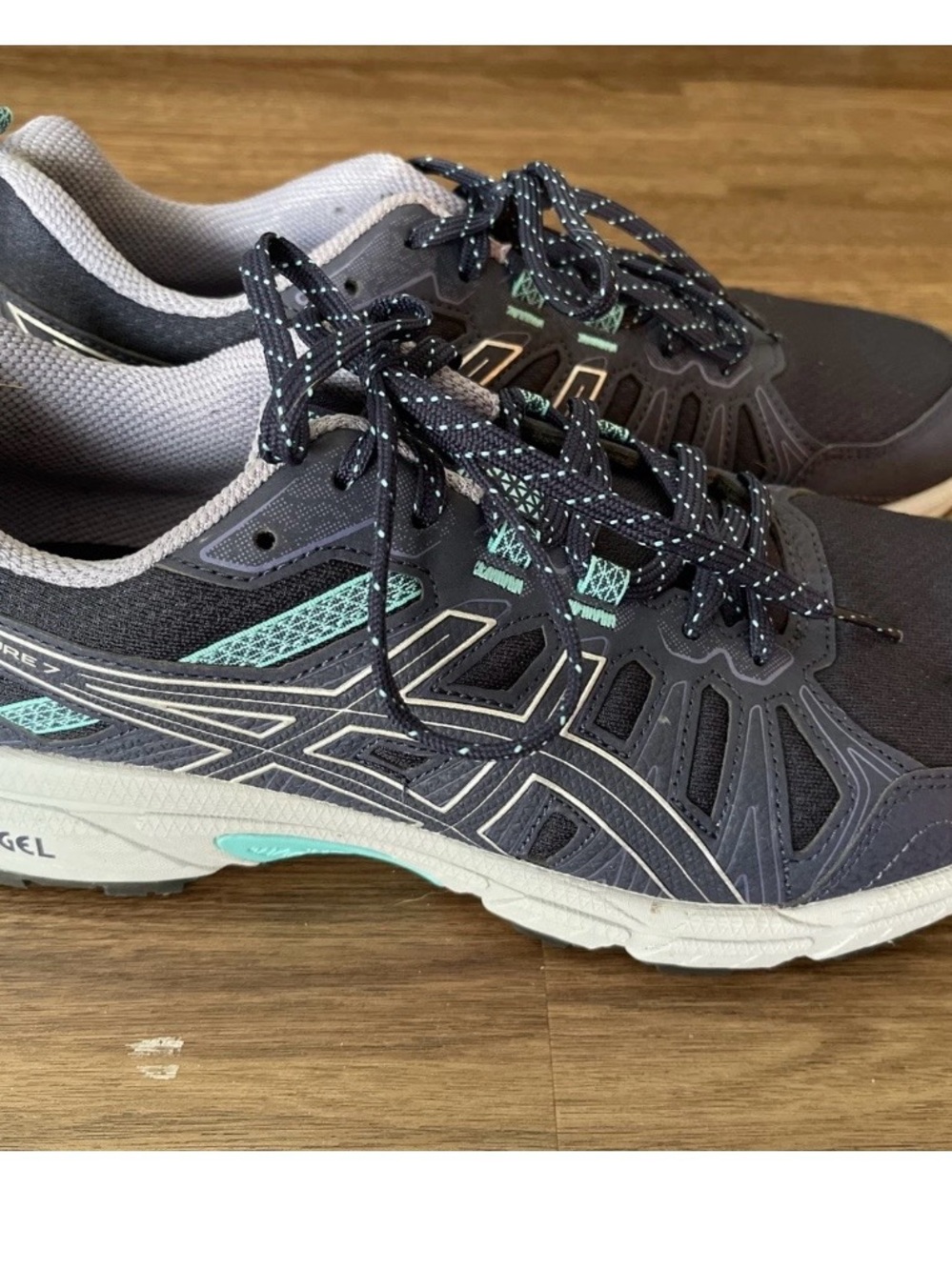 Asics Women's Dark Gray Athletic Shoes with Mint Accents